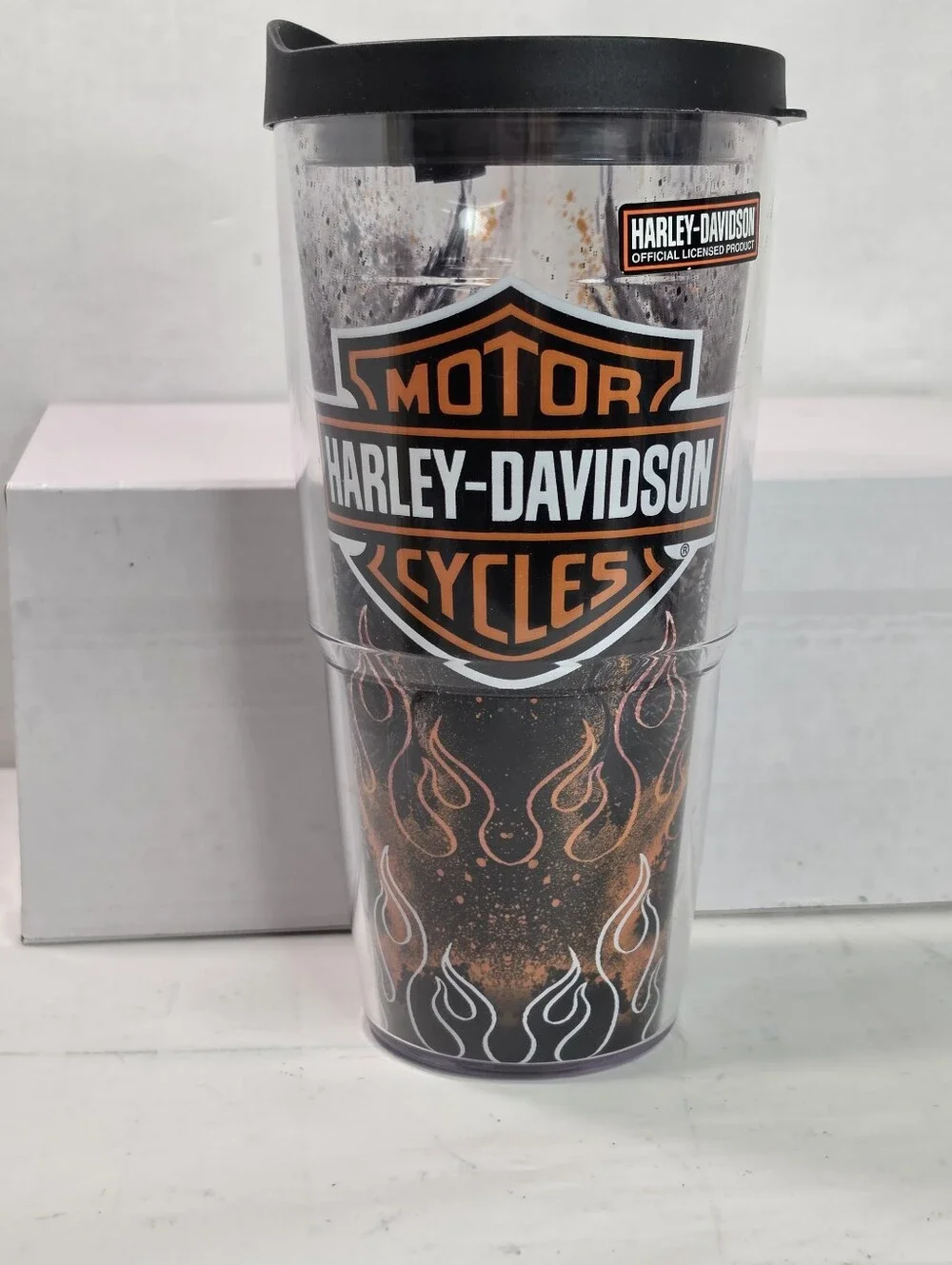 Harley Davidson Motor Cycles Tervis Tumbler 24oz Flame Fire Splatter Travel Cup
